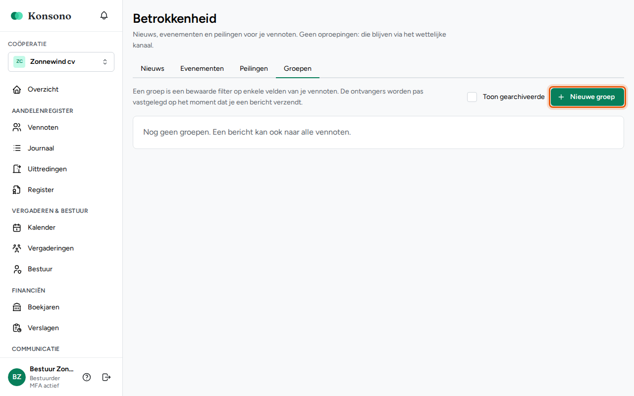 Een groep maken, stap 1