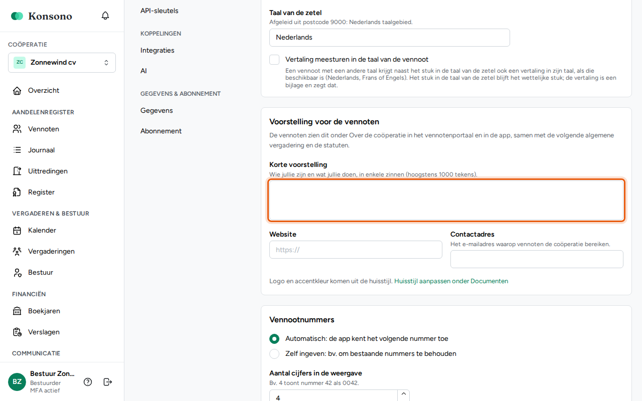 De voorstelling invullen, stap 1