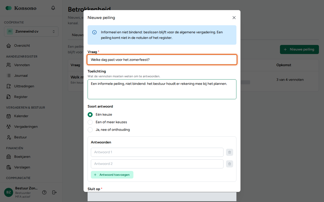 Een peiling houden, stap 2