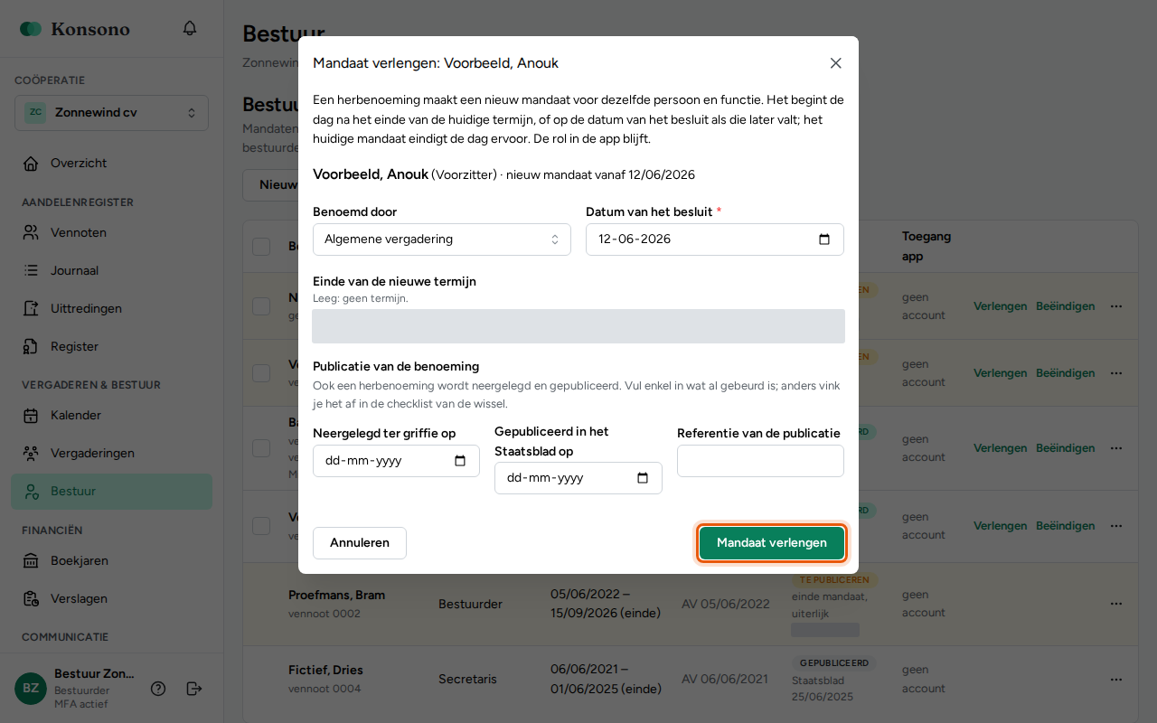 Een mandaat verlengen, stap 2