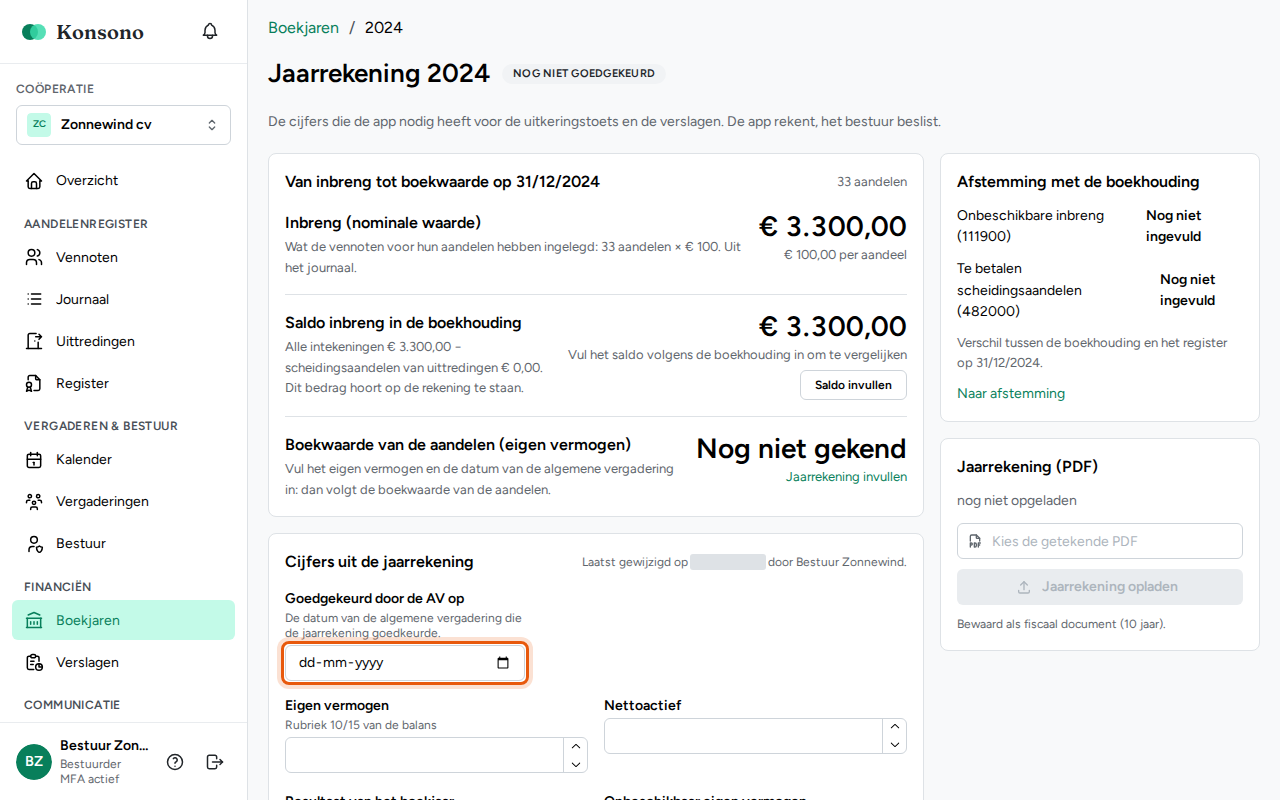 Een boekjaar toevoegen, stap 2