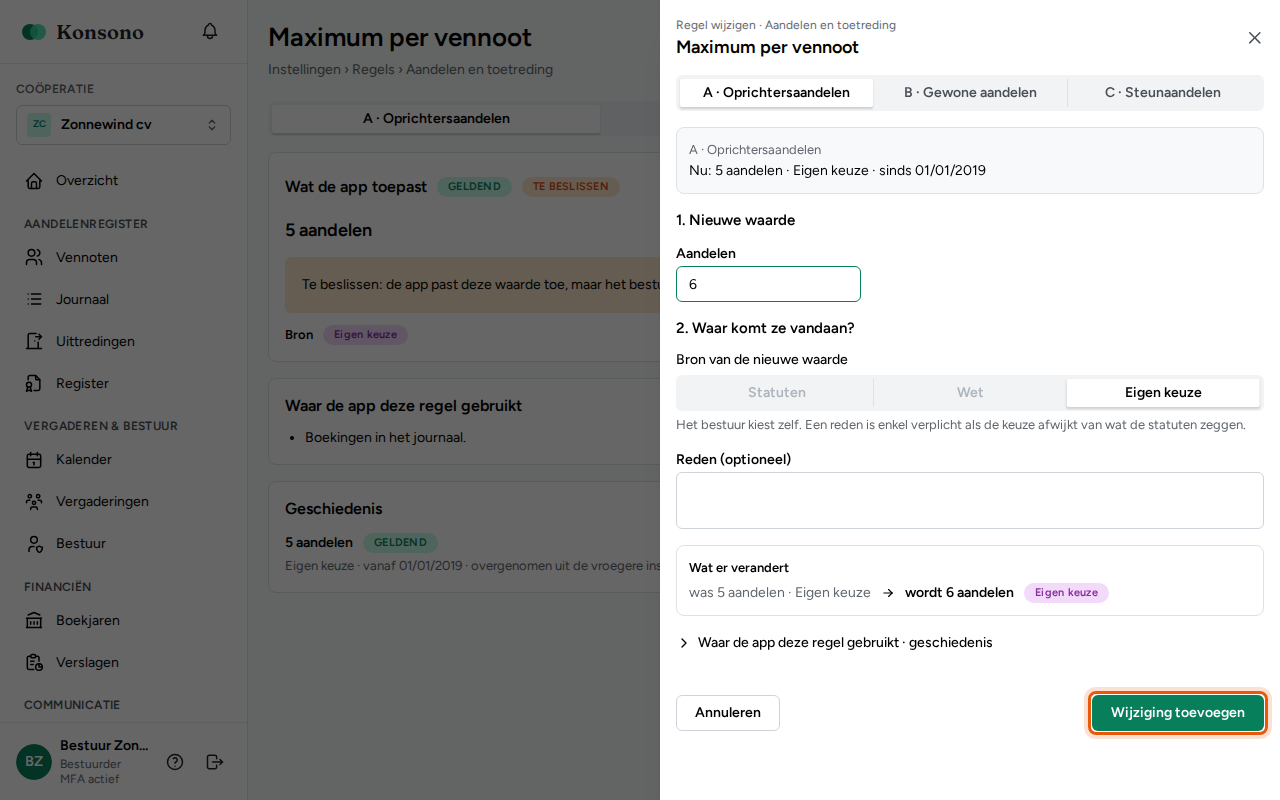 Een regel wijzigen, stap 3