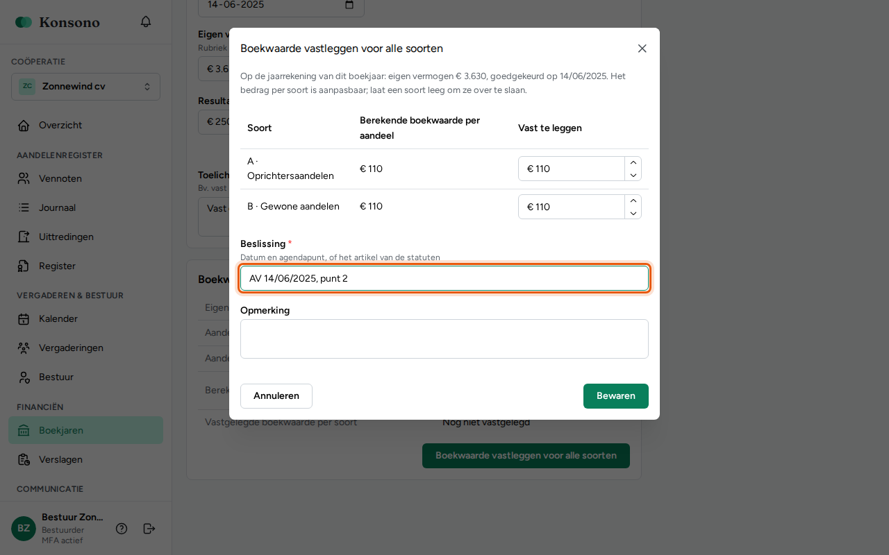 De boekwaarde per aandeel vastleggen, stap 3