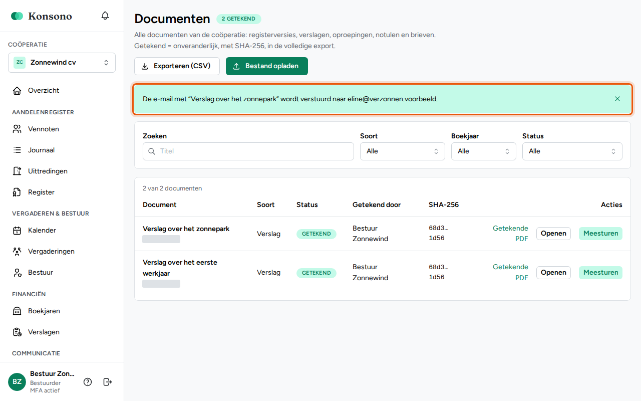 Een document meesturen, stap 4
