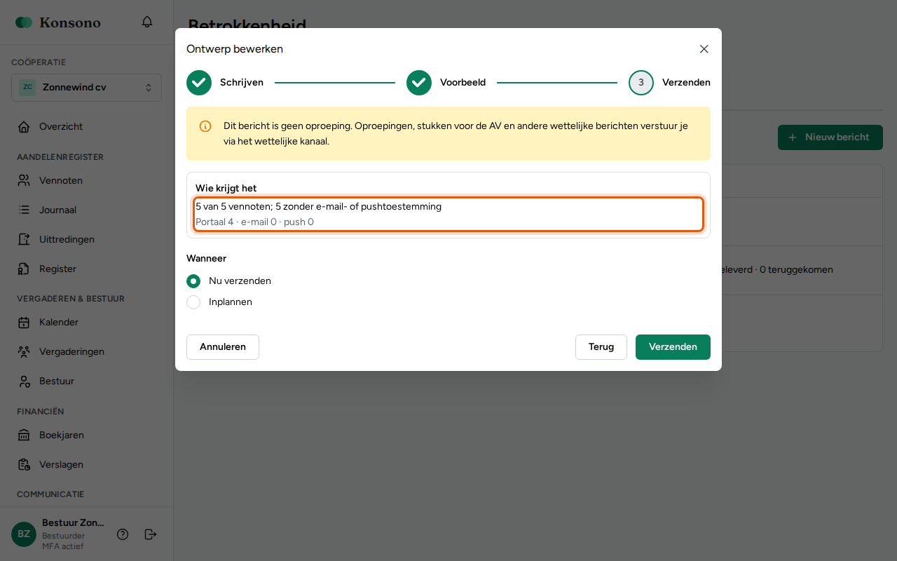 Nieuws versturen, stap 4