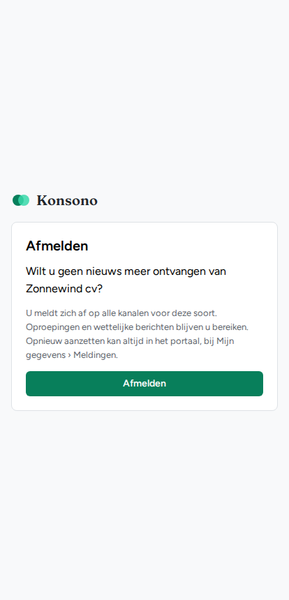 Afmelden voor nieuws, evenementen of peilingen