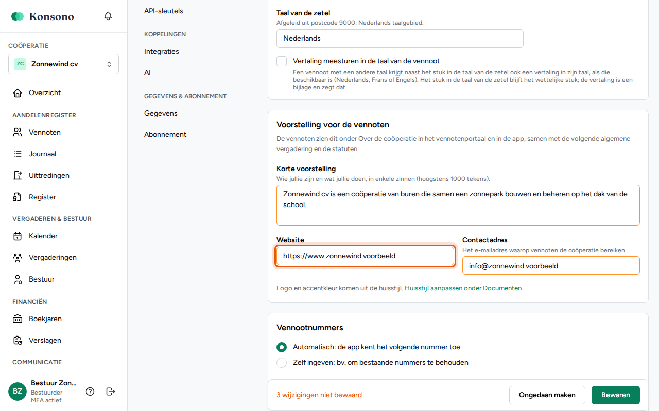 De voorstelling invullen, stap 2