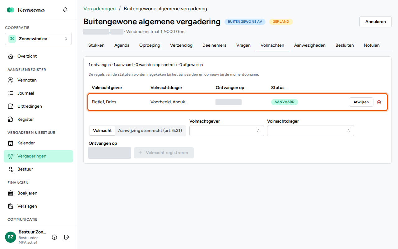 Een volmacht registreren, stap 3