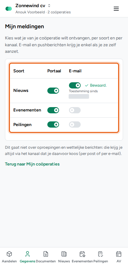 Kiezen welke meldingen je krijgt, stap 3