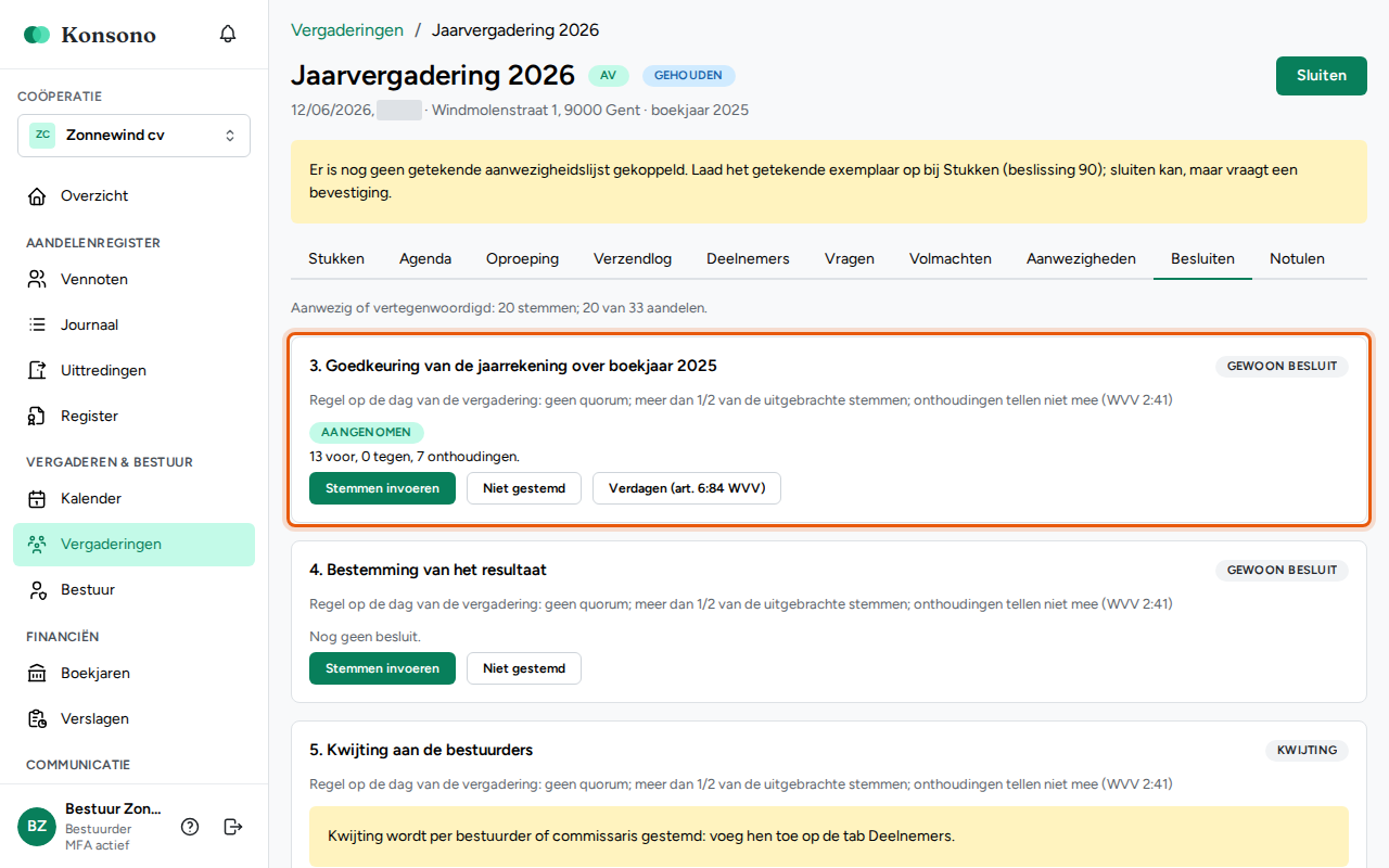 Stemmen invoeren, stap 3