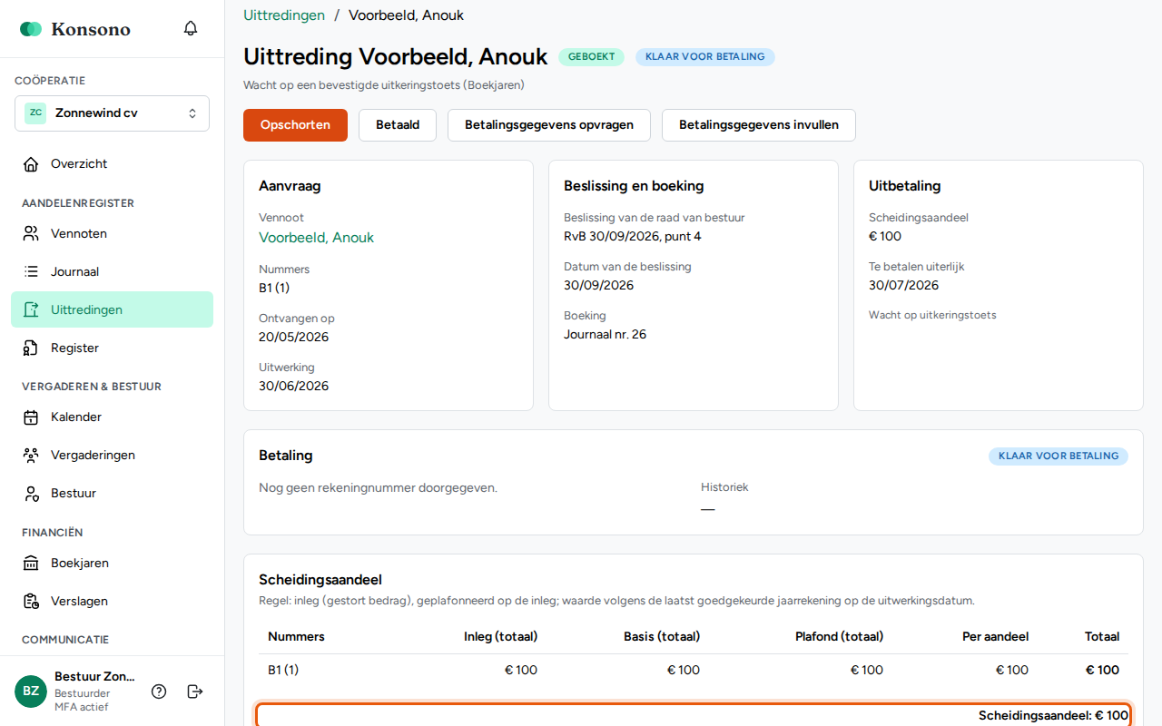 Een uittreding verwerken, stap 4