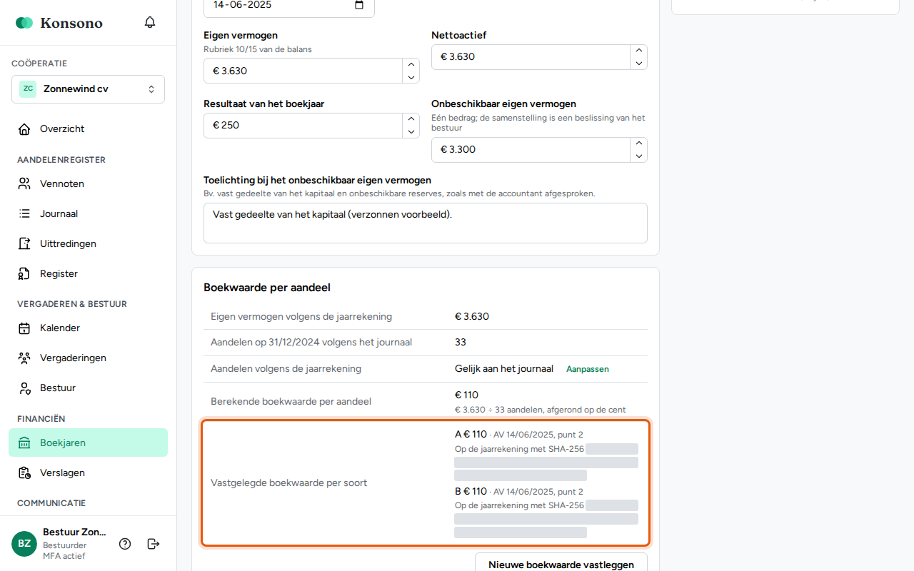 De boekwaarde per aandeel vastleggen, stap 4