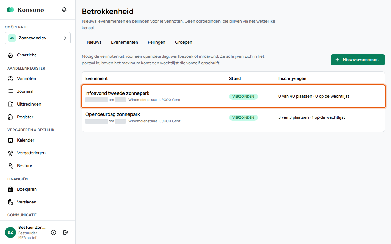 Een evenement organiseren, stap 5