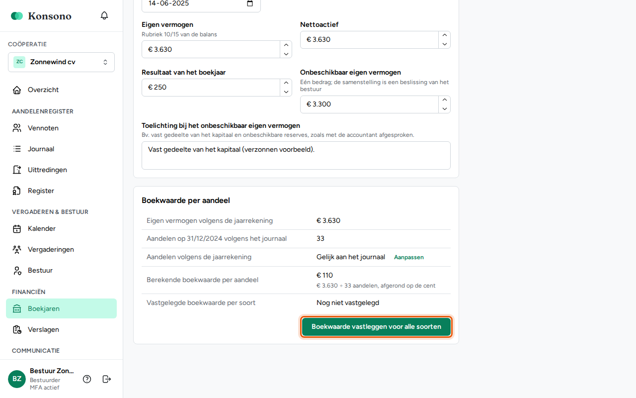De boekwaarde per aandeel vastleggen, stap 1