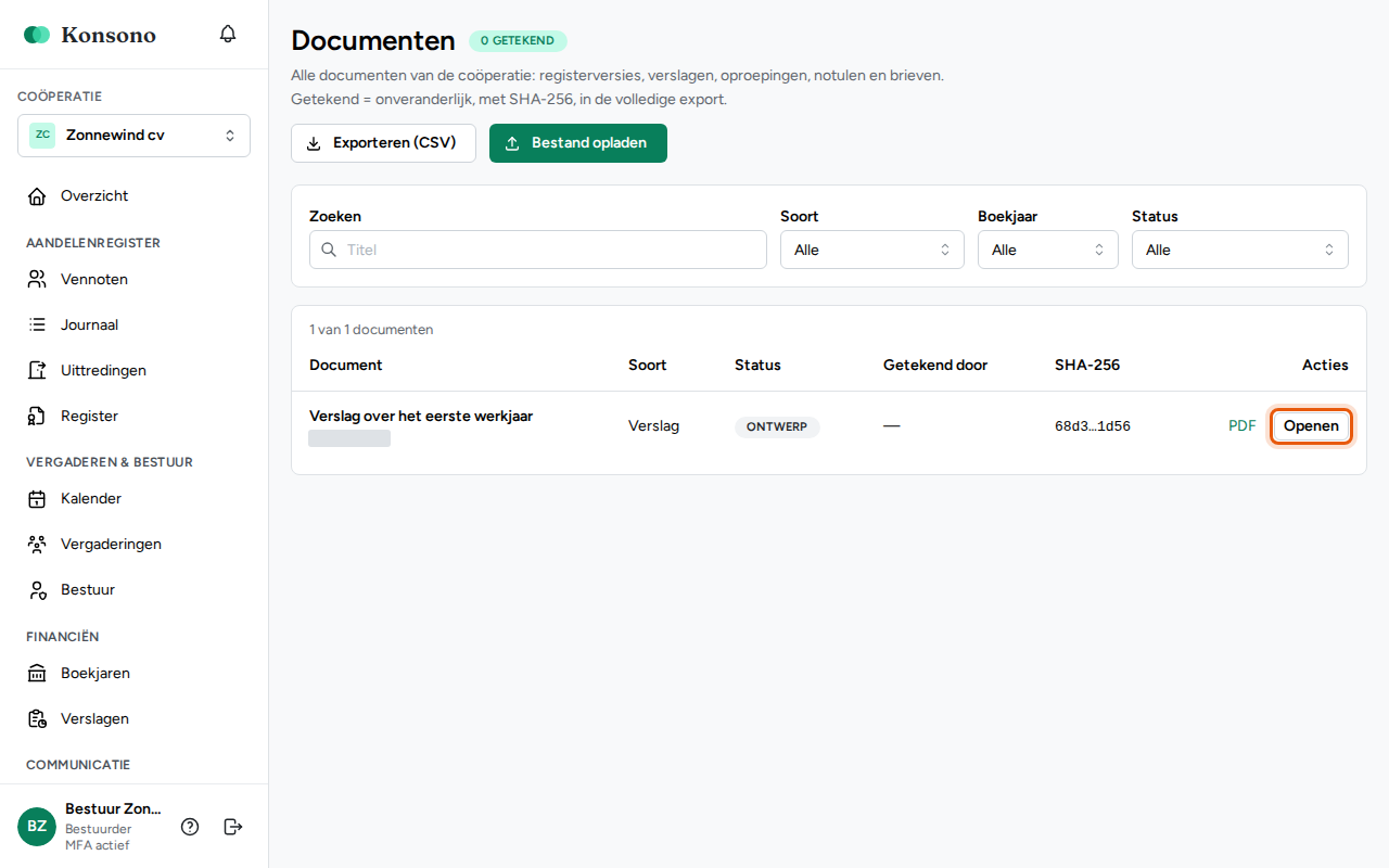 Een document nakijken en laten tekenen, stap 1