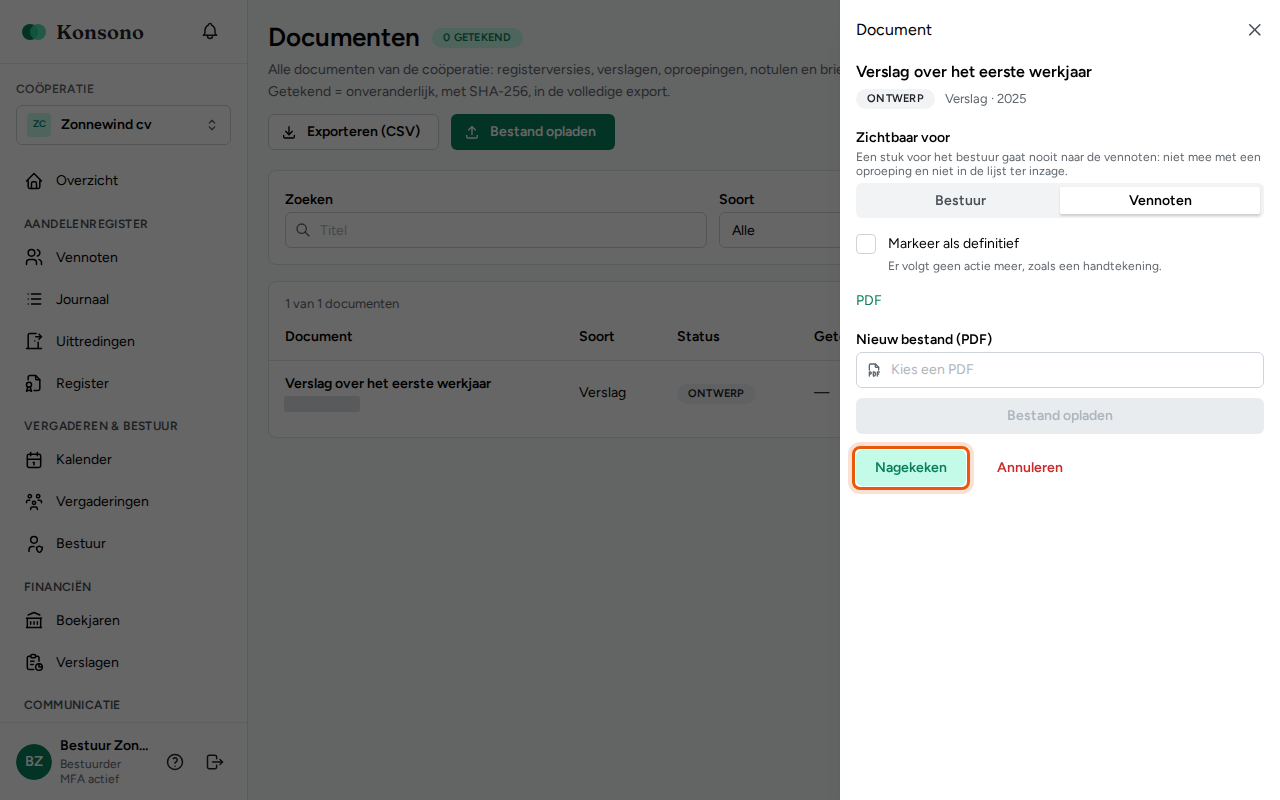 Een document nakijken en laten tekenen, stap 2