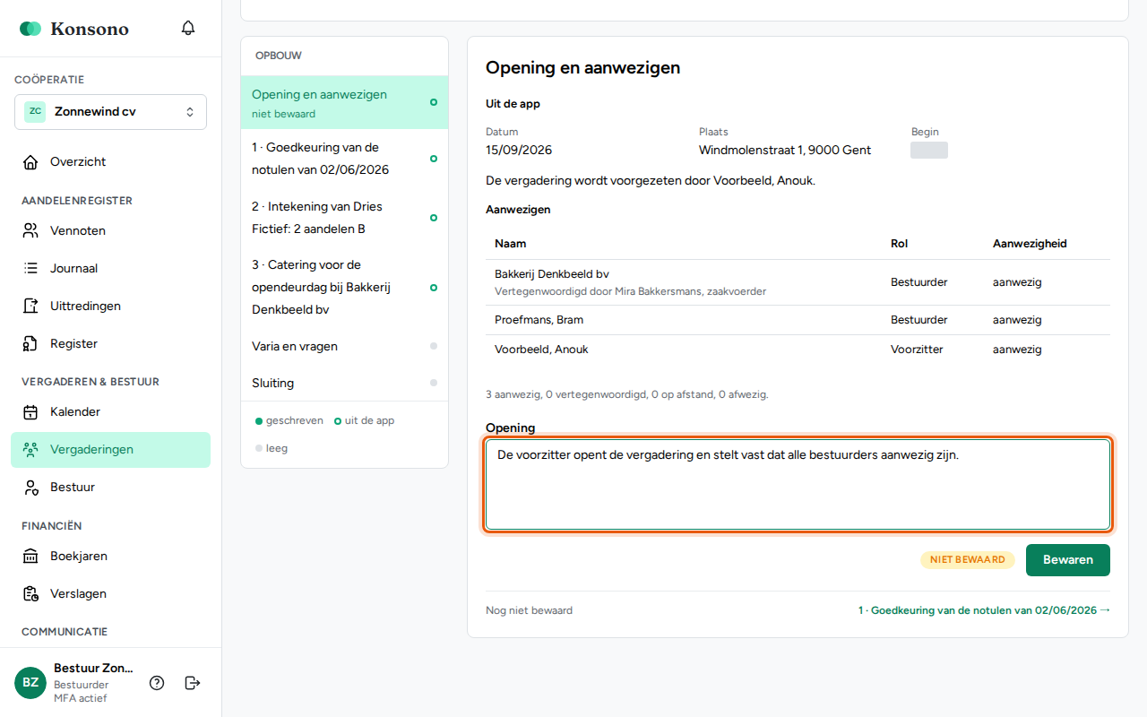 De notulen opmaken, stap 2