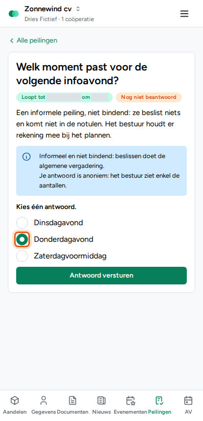 Een peiling beantwoorden, stap 2