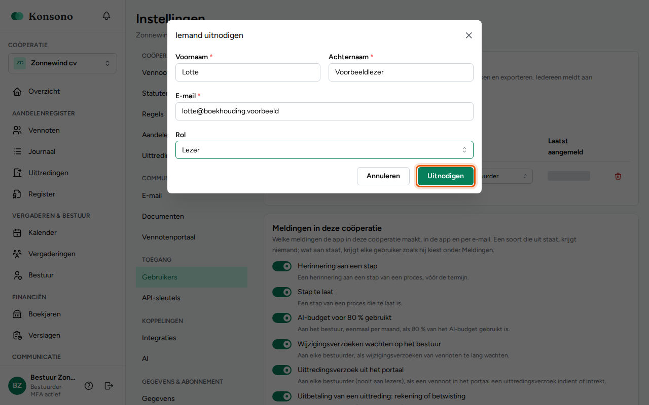 Iemand uitnodigen, stap 2
