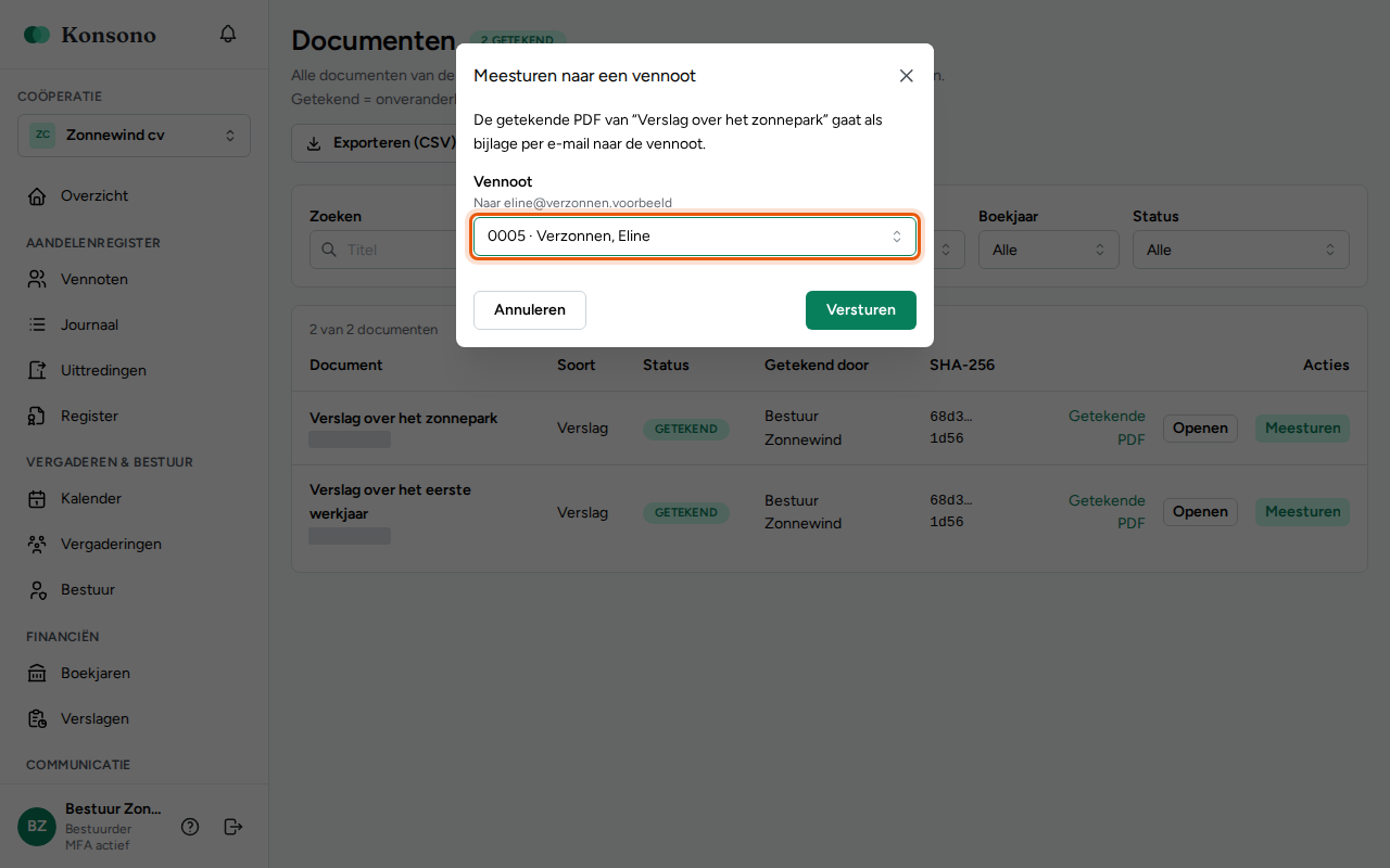 Een document meesturen, stap 2