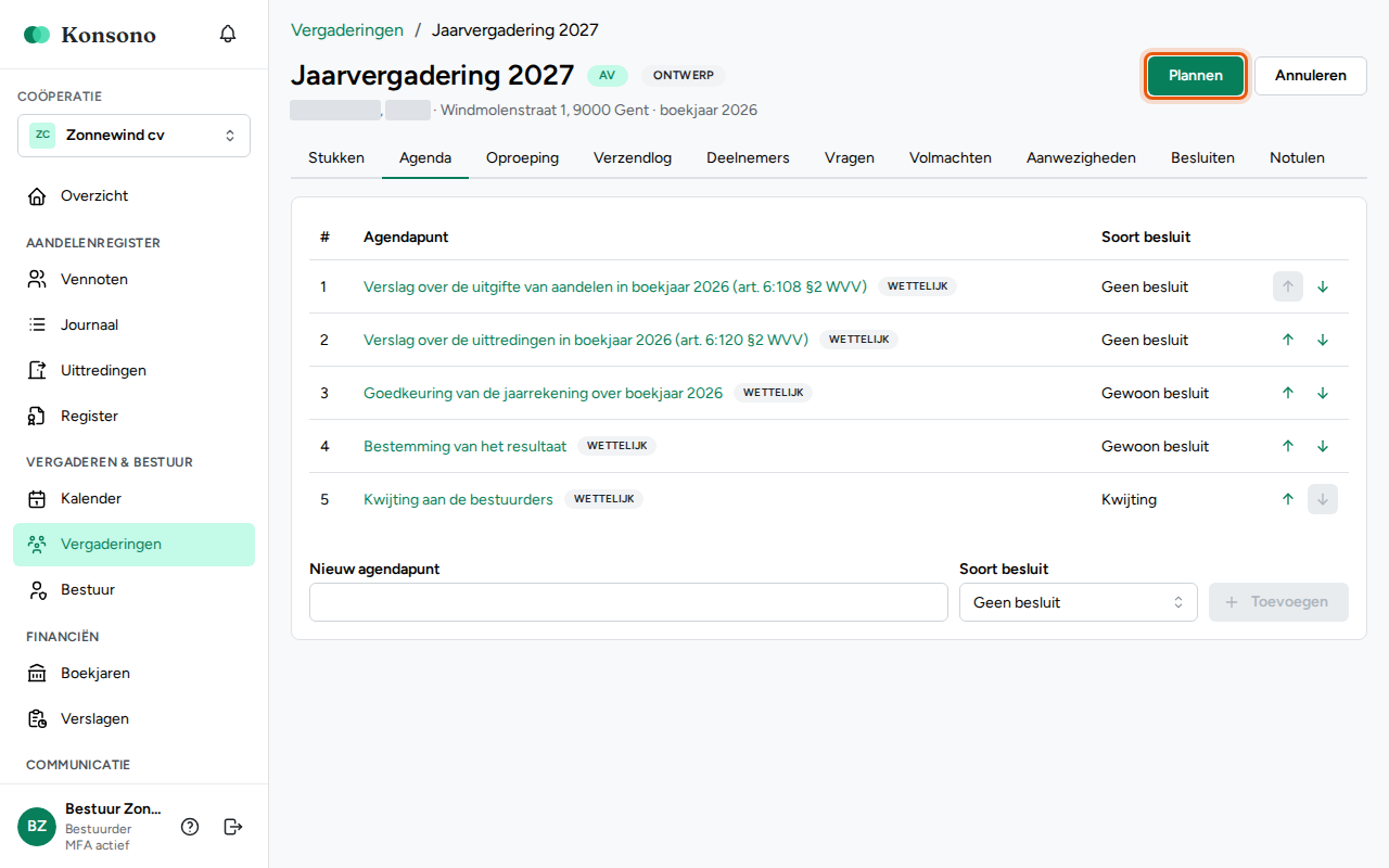 Een vergadering plannen, stap 3