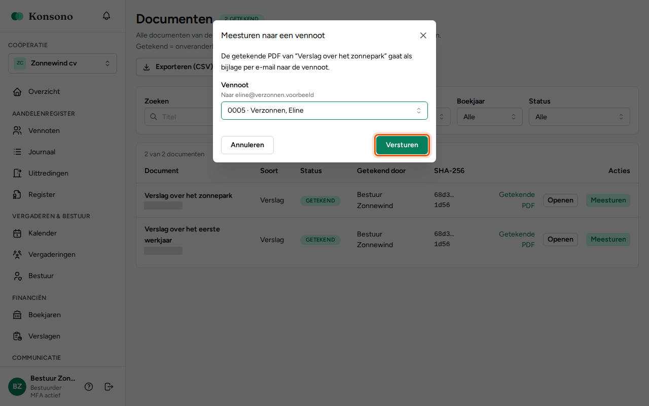 Een document meesturen, stap 3