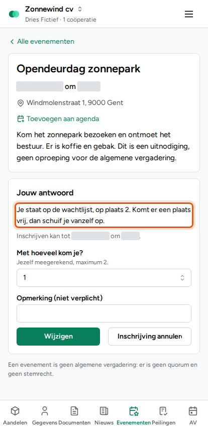 Je inschrijven voor een evenement, stap 3