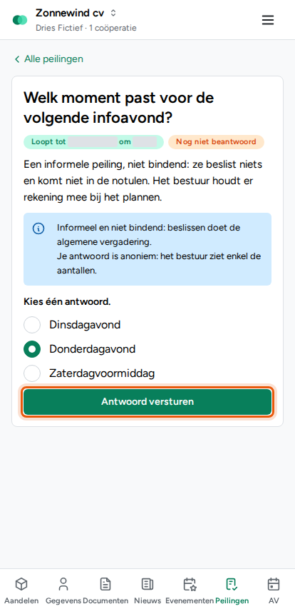 Een peiling beantwoorden, stap 3