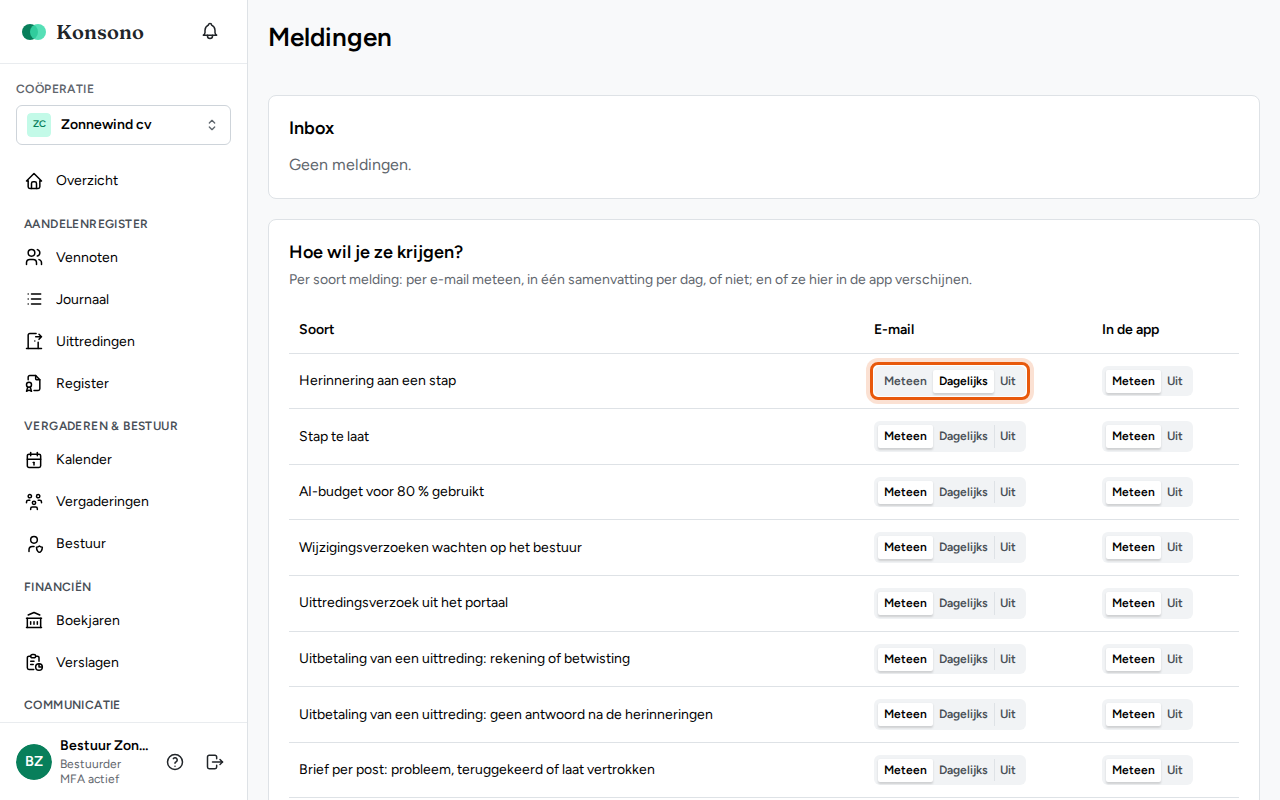 Je meldingen instellen, stap 4