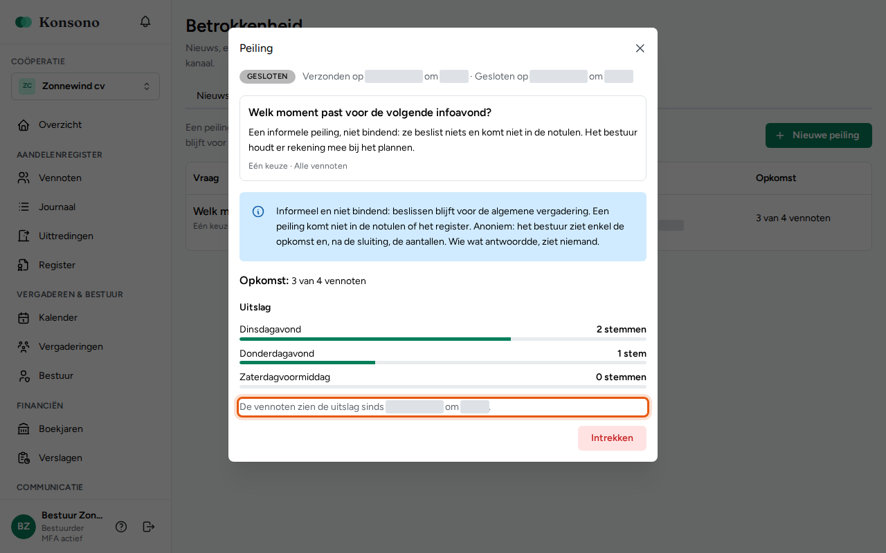 Een peiling afsluiten, stap 5
