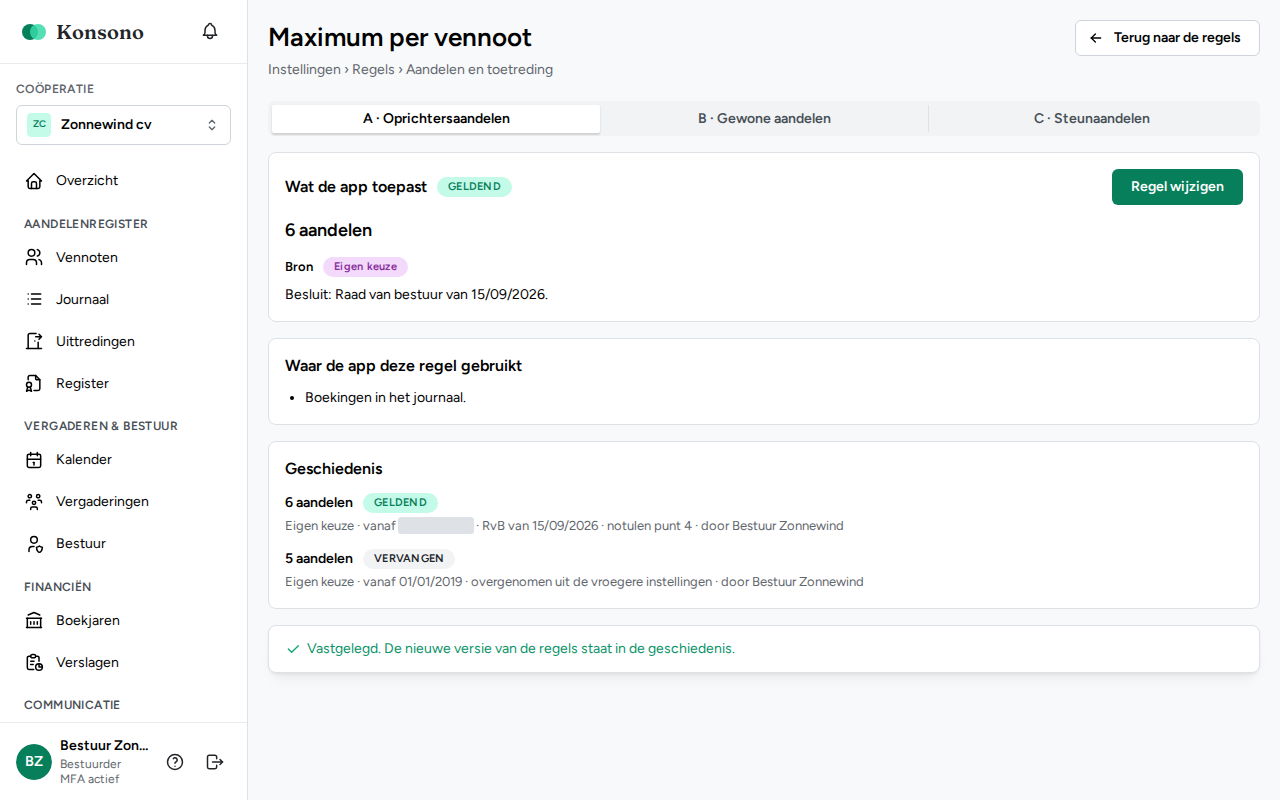 Een regel wijzigen, stap 6